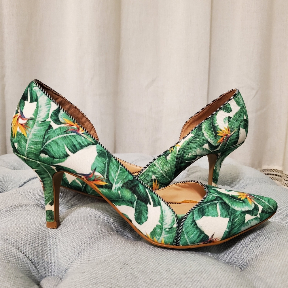 Kelly & Katie Green Floral Heels